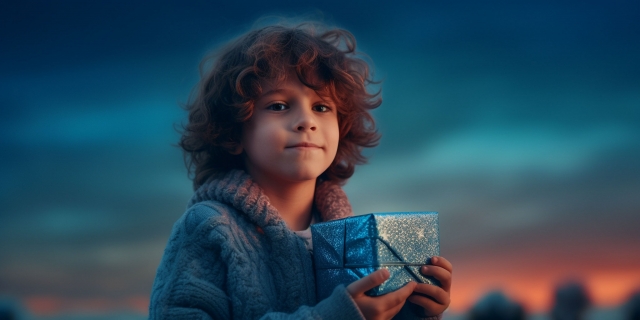 プレゼントを持つ子供
