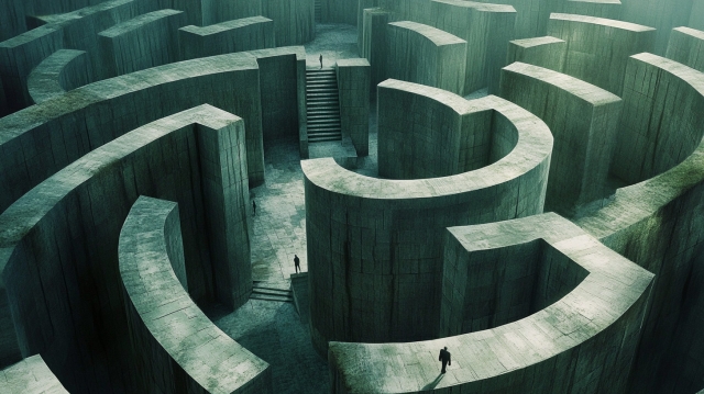 大きい迷路で迷う人