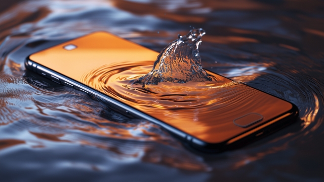 水没したスマートフォン