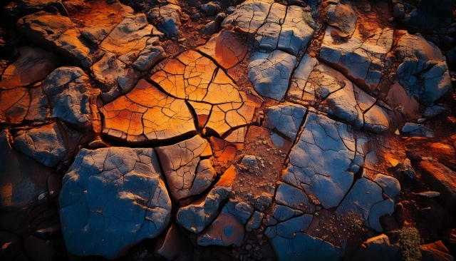 ヒビだらけの岩石
