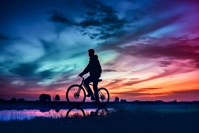 自転車に乗ってる人