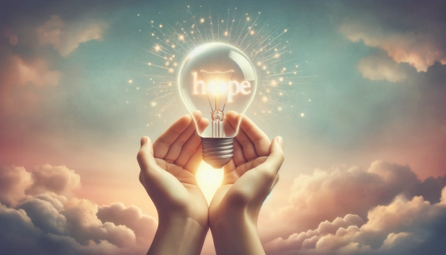 希望と書かれた電球