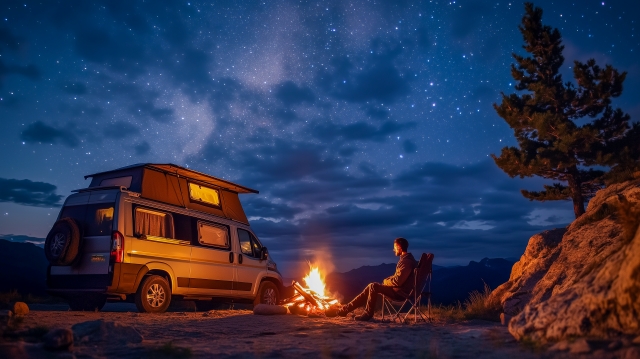 キャンピングカーと焚き火キャンプ