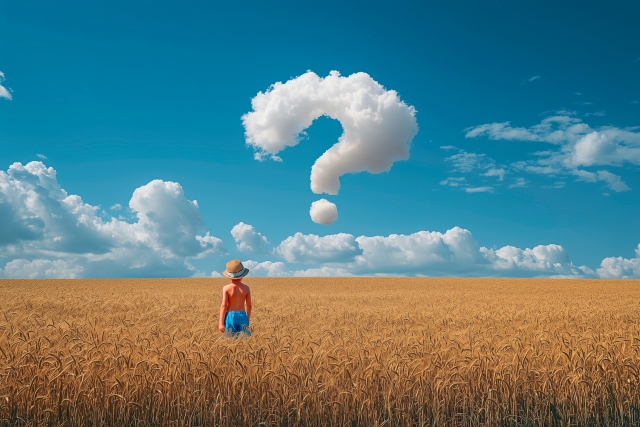 麦畑に浮かぶはてな