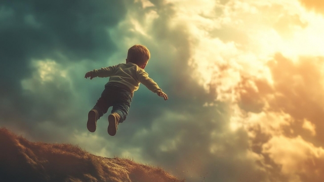 空を飛ぶ赤ん坊