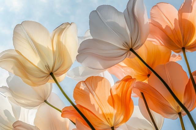 淡い色のチューリップ