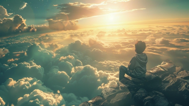 空を見上げる子供