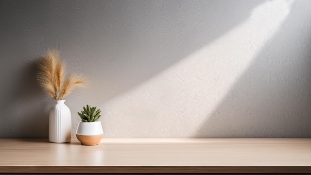 観葉植物のあるカウンター