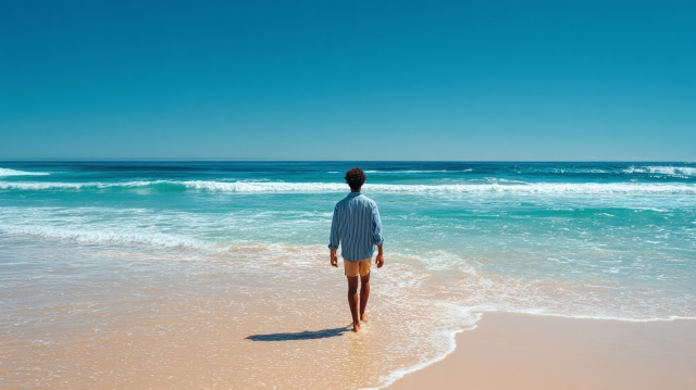 男性のビーチ風景