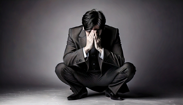 頭を抱えてる人