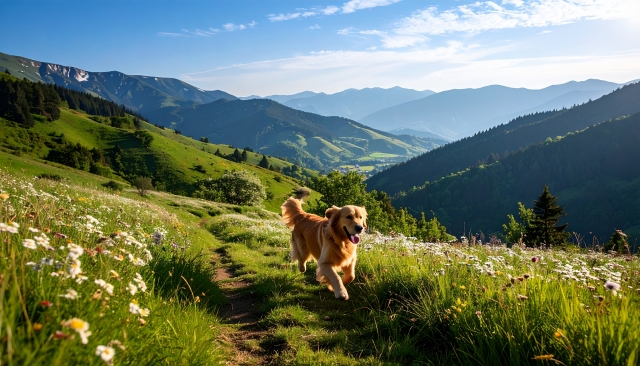 走ってくるゴールデンレトリバー
