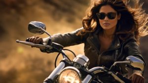 バイクに乗ってる女性