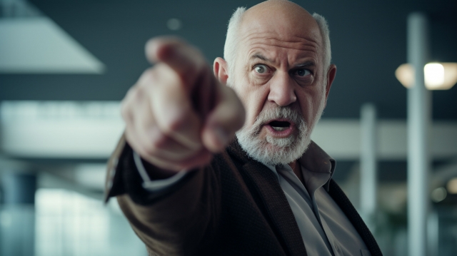 指をさすおじさん