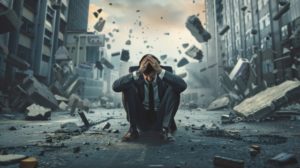 瓦礫が崩壊する