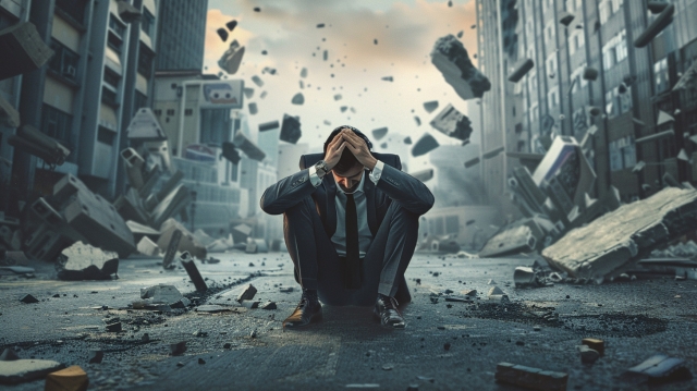 瓦礫が崩壊する