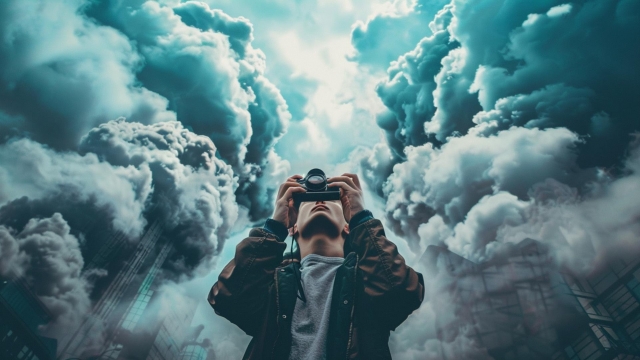 雲の中にいる男性