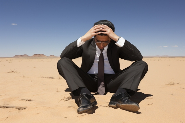 頭を抱えてる人