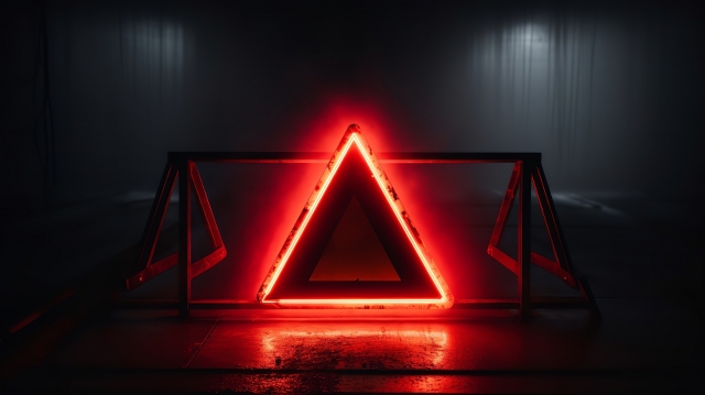 赤く光る三角