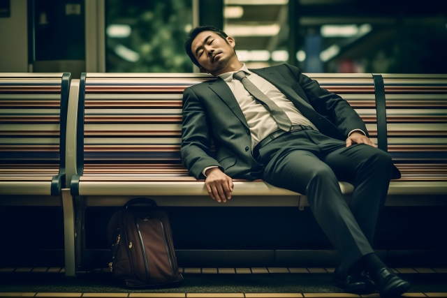 横たわるサラリーマン