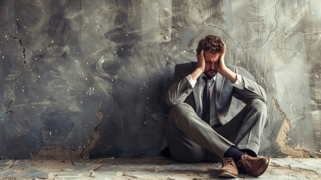 頭を抱えるサラリーマン