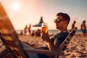 飲み物を飲んでる男性